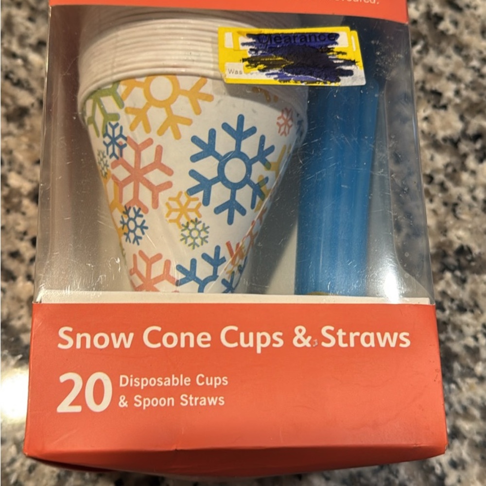 Target Multicolor Snow Cone Cups & Blue Straws Set